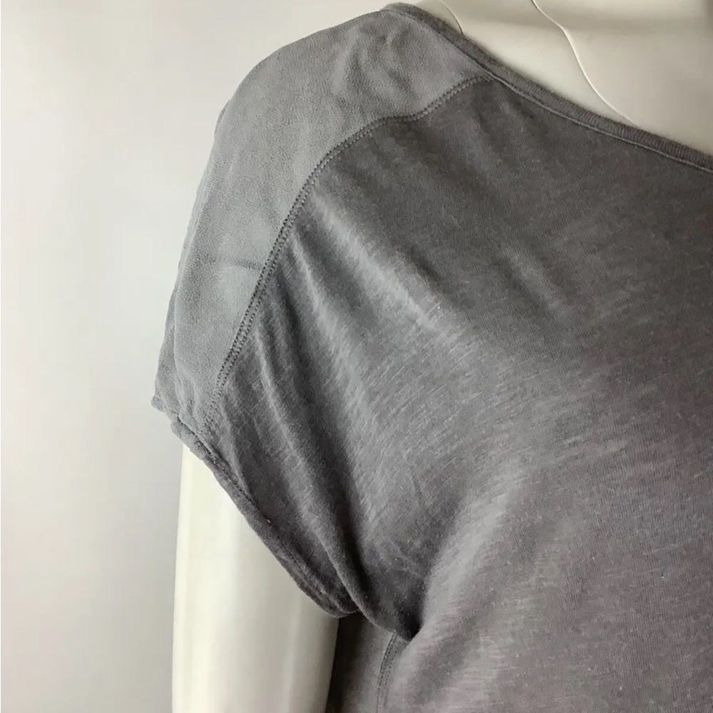 XCVI Sz L Oversized Asymmetric Tunic Tee Gray 100% Linen Casual Pullover Top - Picture 2 of 7